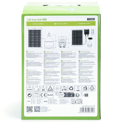 Aigostar - солнечная светодиодная люстра LED/70W/12V 6000 mAh 6500K IP65 диаметр 12 cm с пультом дистанционного управления