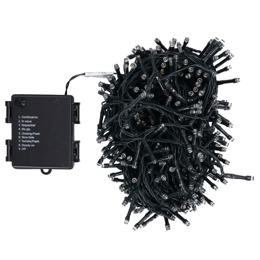 Aigostar - LED уличная гирлянда 500xLED/8 режимов 4xAA 25,3 m IP44 тёплый белый