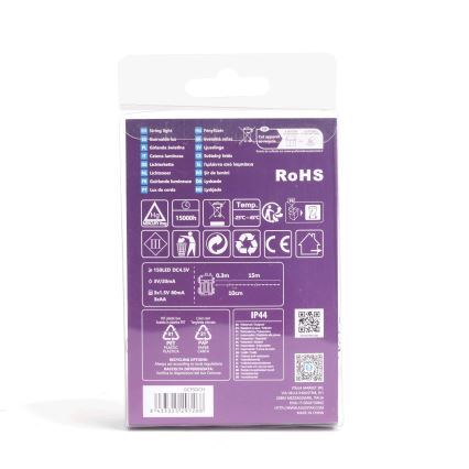 Aigostar - Светодиодная уличная рождественская гирлянда 150xLED/8 функций/3xAA 15,3 м IP44 холодный белый