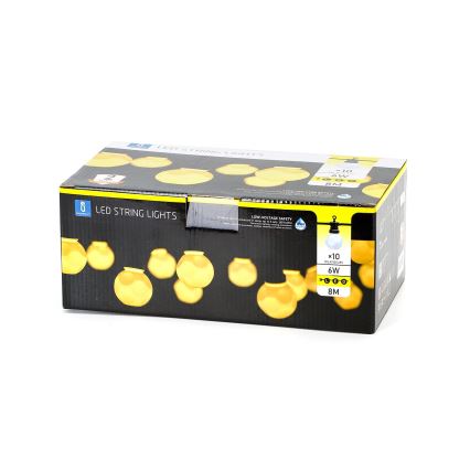 Aigostar - Светодиодная уличная декоративная гирлянда 10xLED/8 м IP44 теплый белый