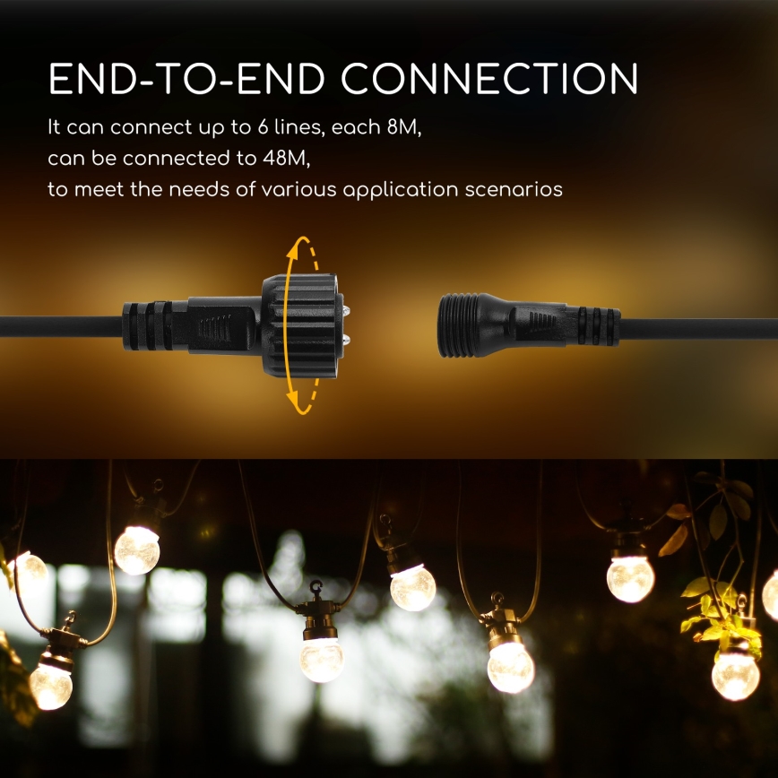 Aigostar - Светодиодная уличная декоративная гирлянда 10xLED/8 м IP44 теплый белый