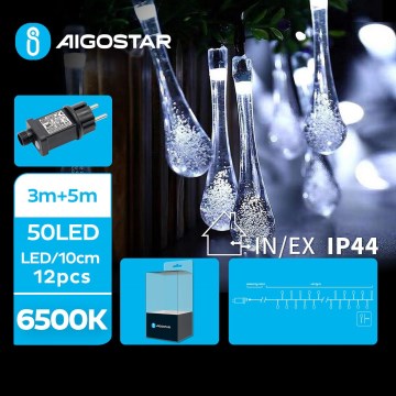 Aigostar - Светодиодная уличная декоративная гирлянда 50xLED/8 функций 8 м IP44 холодный белый