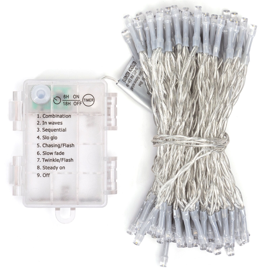 Aigostar - Светодиодная уличная рождественская гирлянда 100 светодиодов/8 режимов 3xAA 10,3 м IP44 многоцветная