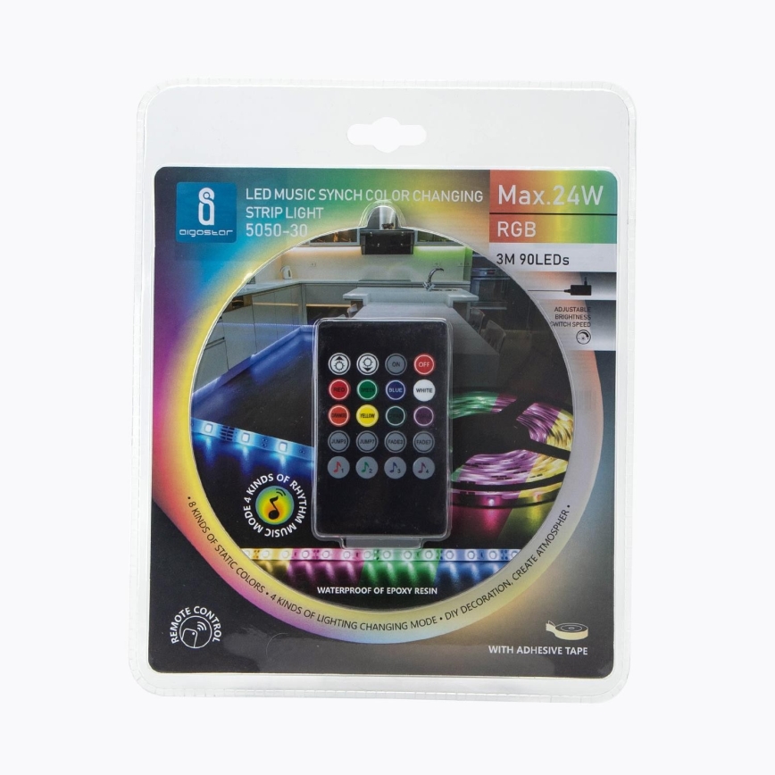 Aigostar - Светодиодная уличная RGB-лента с регулированием яркости 3м LED/24W/12/230V IP65 + дистанционное управление
