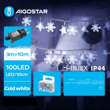Aigostar - Светодиодная уличная рождественская гирлянда 100xLED/8 функций 13 м IP44 холодный белый