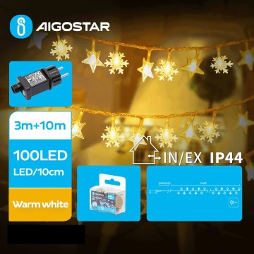 Aigostar - Светодиодная уличная рождественская гирлянда 100xLED/8 функций 13 м IP44 теплый белый