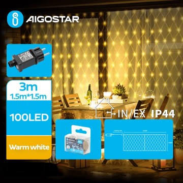 Aigostar - Светодиодная уличная рождественская гирлянда 100xLED/8 функций 4,5x1,5 м IP44 теплый белый