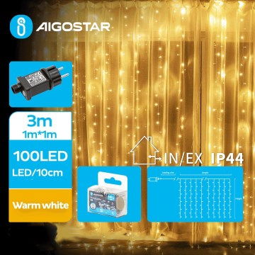 Aigostar - Светодиодная уличная рождественская гирлянда 100xLED/8 функций 4x1 м IP44 теплый белый