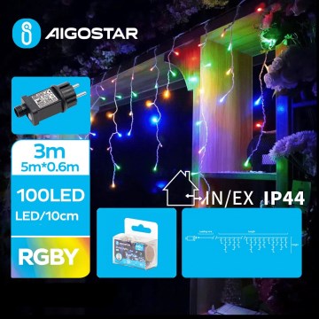 Aigostar - Светодиодная уличная рождественская гирлянда 100xLED/8 функций 8x0,6 м IP44 цветной
