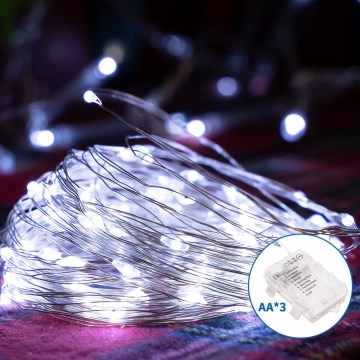 Aigostar - Светодиодная уличная рождественская гирлянда 150xLED/8 функций/3xAA 15,3 м IP44 холодный белый