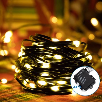 Aigostar - Светодиодная уличная рождественская гирлянда 150xLED/8 функций 3xAA 15,3 м IP44 теплый белый