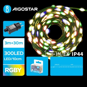 Aigostar - Светодиодная уличная рождественская гирлянда 300xLED/8 функций 33 м IP44 цветной