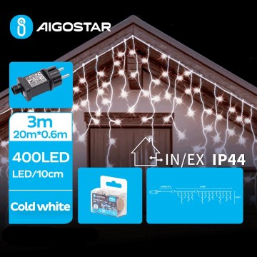Aigostar - Светодиодная уличная рождественская гирлянда 400xLED/8 функций 23x0,6 м IP44 холодный белый