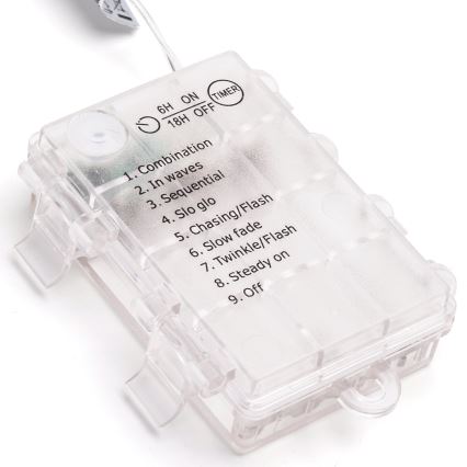 Aigostar - Светодиодная уличная рождественская гирлянда 50xLED/8 функций 3xAA 5,3 м IP44 холодный белый