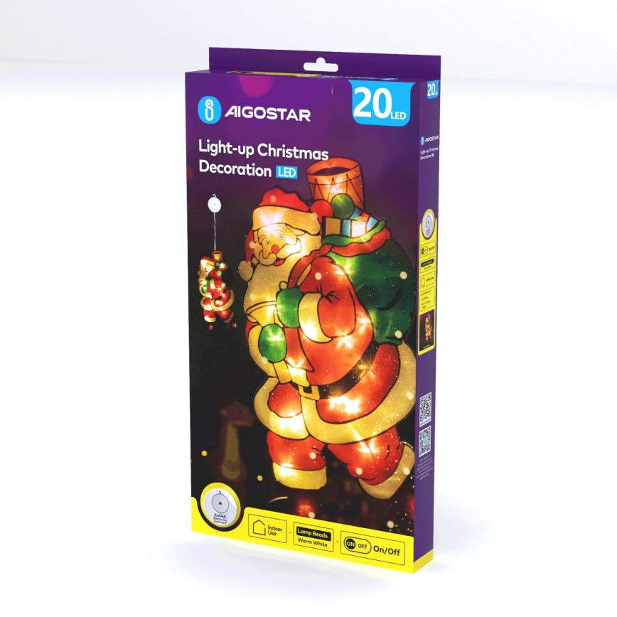Aigostar - Светодиодное рождественское украшение LED/3xAAA Санта-Клаус 45 см