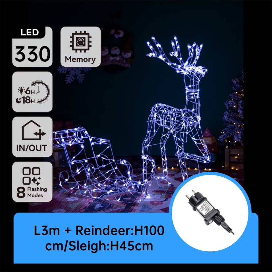 Aigostar - Светодиодное уличное украшение LED/3,6W/31/230V 6500K 90/45 см IP44 олень с санями