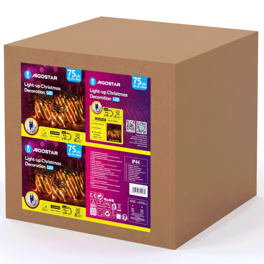 Aigostar - Светодиодное уличное рождественское украшение 3,6W/31/230V 2700K 20/25/30 см IP44 подарки