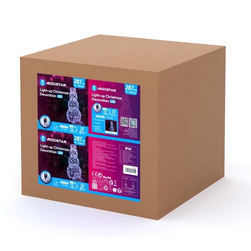 Aigostar - Светодиодное уличное рождественское украшение 3,6W/31/230V 6500K 120 см IP44 снеговик