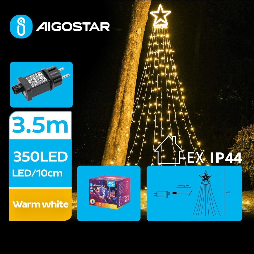 Aigostar - Светодиодное уличное рождественское украшение LED/6W/230V 3,5 м IP44 теплый белый