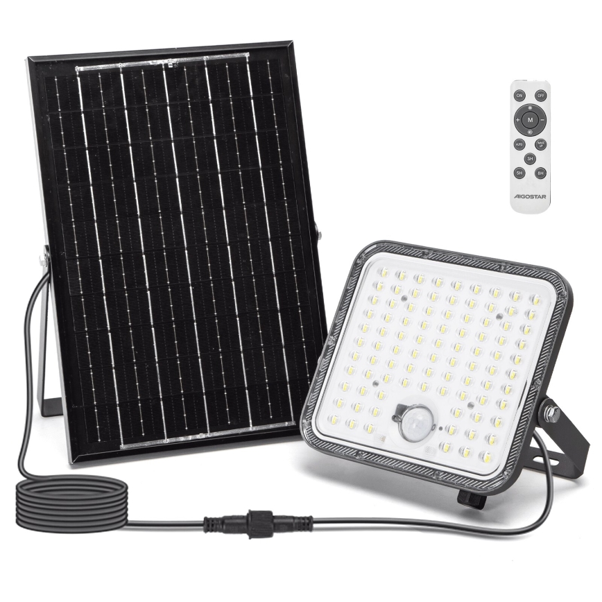 Aigostar - LED солнечный прожектор с регулировкой яркости и датчиком LED/120W/3,4V 6500K IP66 8000 mAh + пульт дистанционного управления