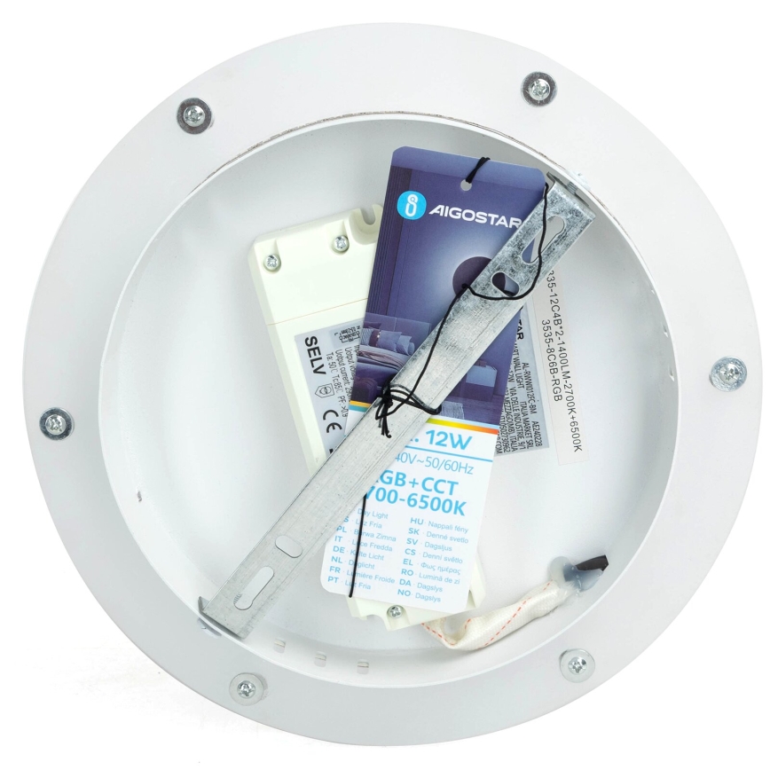 Aigostar - Светодиодный настенный RGBW-светильник с регулированием яркости MESH Smart LED/12W/230V 2700-6500K белый + дистанционное управление