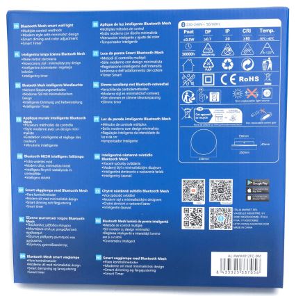 Aigostar - Светодиодный настенный RGBW-светильник с регулированием яркости MESH Smart LED/12W/230V 2700-6500K черный + дистанционное управление