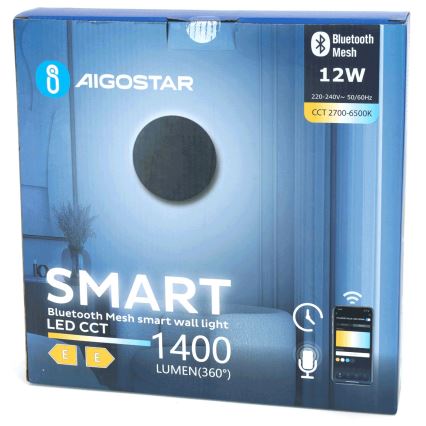 Aigostar - Светодиодный настенный светильник с регулированием яркости MESH Smart LED/12W/230V 2700-6500K черный