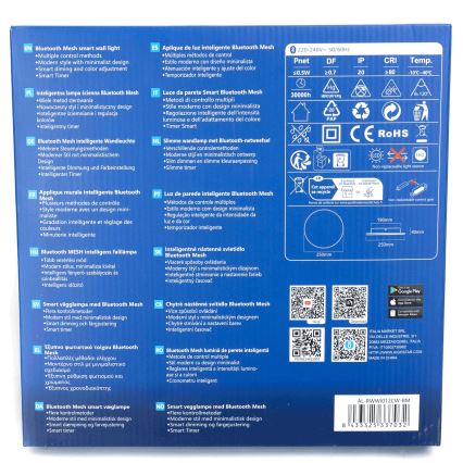 Aigostar - Светодиодный настенный светильник с регулированием яркости MESH Smart LED/12W/230V 2700-6500K черный