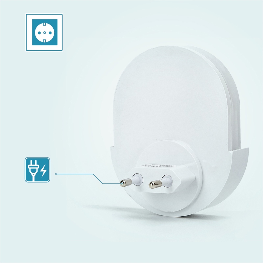 Aigostar - Светодиодный ночник с датчиком LED/1W/230V 6500K овальный