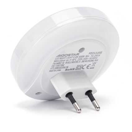 Aigostar - LED-ночник с датчиком сумерек для розетки с USB LED/0,4W/230V