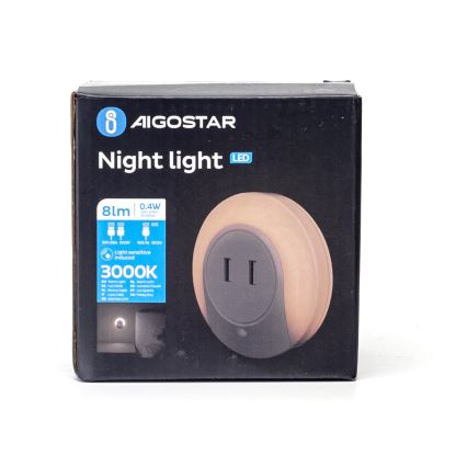 Aigostar - LED-ночник с датчиком сумерек для розетки с USB LED/0,4W/230V