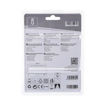 Aigostar - Светодиодный переносной ночник с регулированием яркости LED/1W/5V 6500K + USB