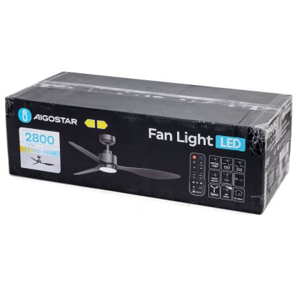 Aigostar - Светодиодный потолочный вентилятор с регулированием яркости LED/20W/230V 2700-6500K 132 см черный + дистанционное управление
