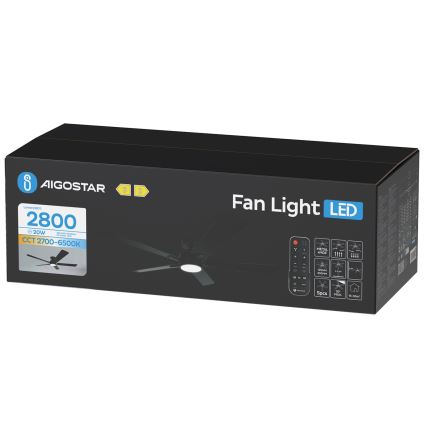 Aigostar - Светодиодный потолочный вентилятор с регулированием яркости LED/20W/230V 2700-6500K 132 см коричневый + дистанционное управление