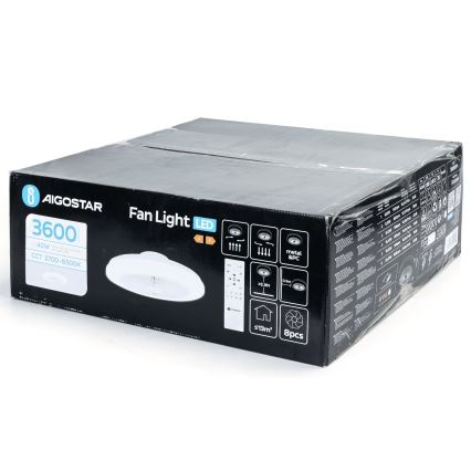 Aigostar - Светодиодный потолочный вентилятор с регулированием яркости LED/40W/230V 2700-6500K диаметр 48 см + дистанционное управление белая