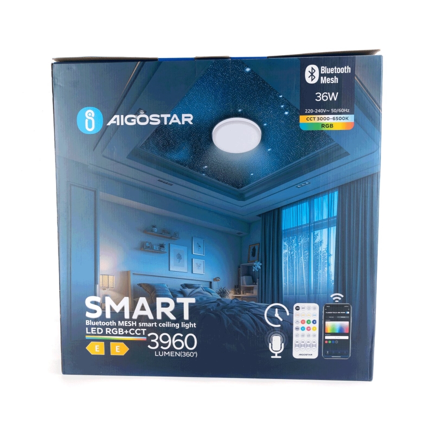 Aigostar - Светодиодный потолочный RGBW-светильник с регулированием яркости MESH LED/36W/230V 3000-6500K + дистанционное управление