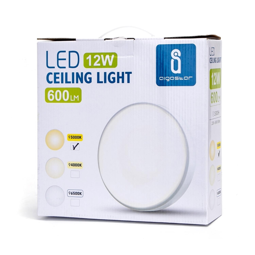 Aigostar - Светодиодный потолочный светильник LED/12W/230V 3000K ⌀ 23 cm белая