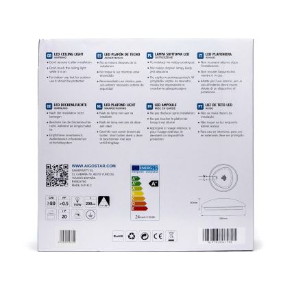 Aigostar - Светодиодный потолочный светильник с датчиком LED/24W/230V 3000K