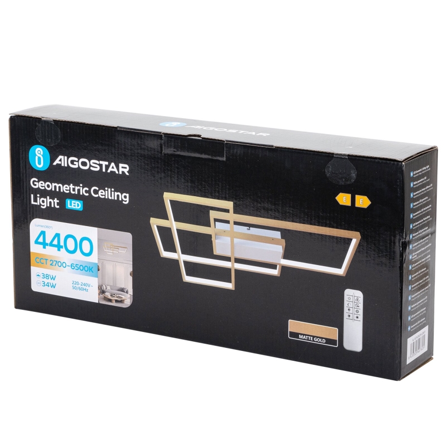 Aigostar - Светодиодный потолочный светильник с регулированием яркости LED/38W/230V 2700-6500K + дистанционное управление