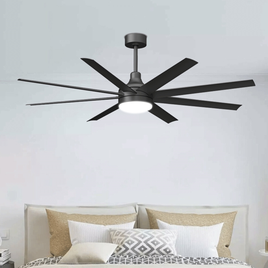 Aigostar - Светодиодный потолочный вентилятор с регулированием яркости LED/24W/230V 2700-6500K 165 см черный + дистанционное управление