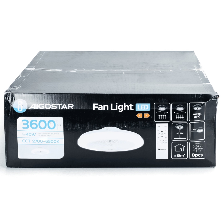 Aigostar - Светодиодный потолочный вентилятор с регулированием яркости LED/40W/230V 2700-6500K диаметр 48 см + дистанционное управление белая