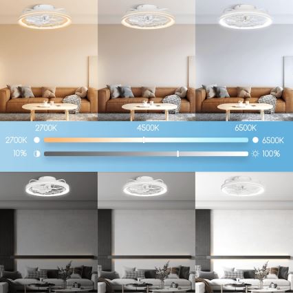 Aigostar - Светодиодный потолочный вентилятор с регулированием яркости LED/40W/230V 2700-6500K диаметр 48 см + дистанционное управление белый