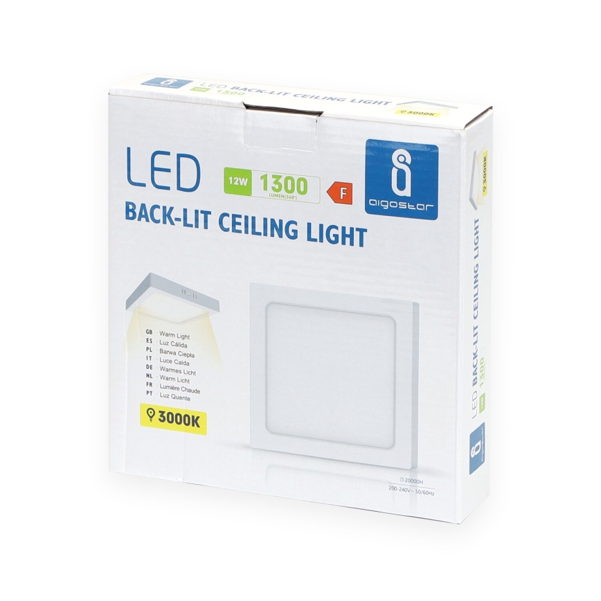 Aigostar - Светодиодный припотолочный светильник LED/12W/230V 17,3x17,3 см 3000K белый