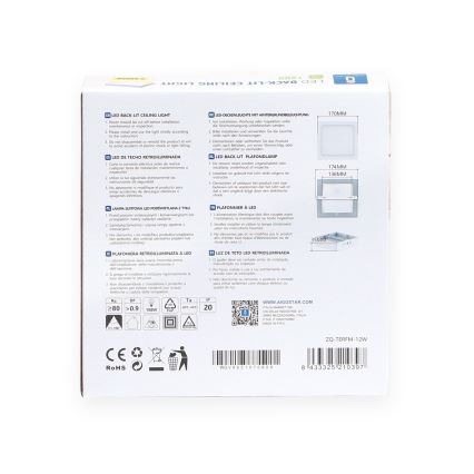 Aigostar - Светодиодный припотолочный светильник LED/12W/230V 17,3x17,3 см 3000K белый