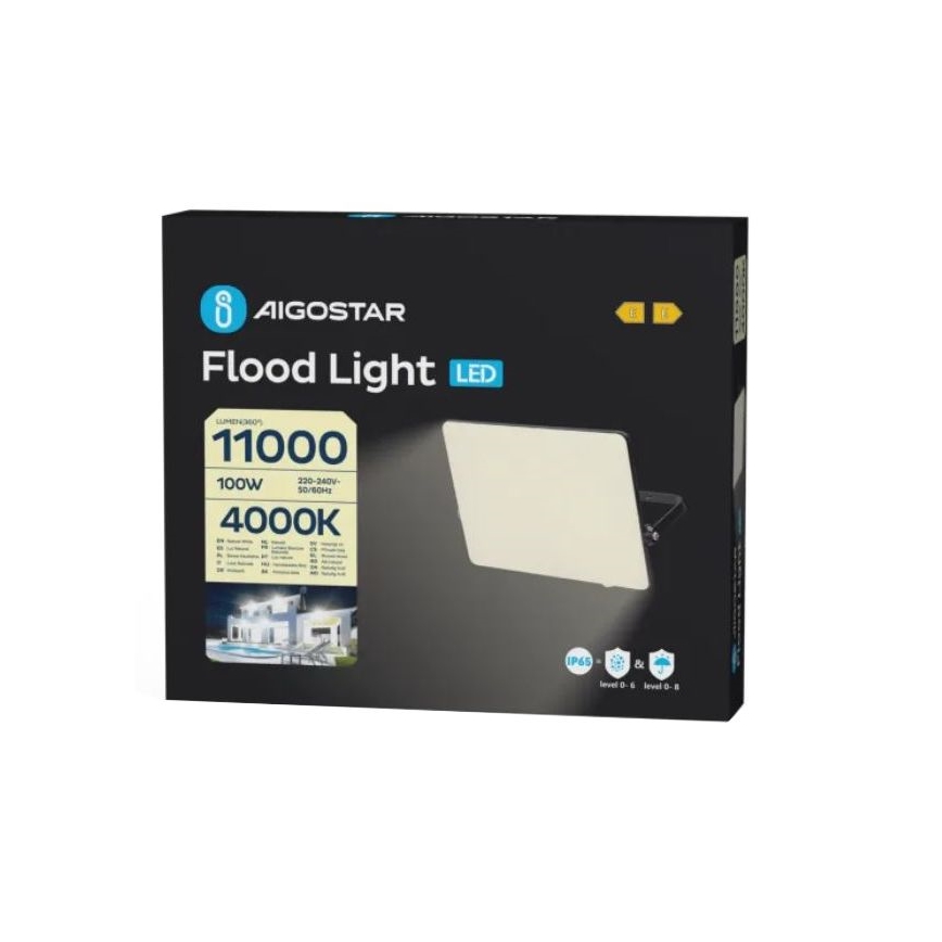 Aigostar - Светодиодный прожектор LED/100W/230V 4000K IP65 черный