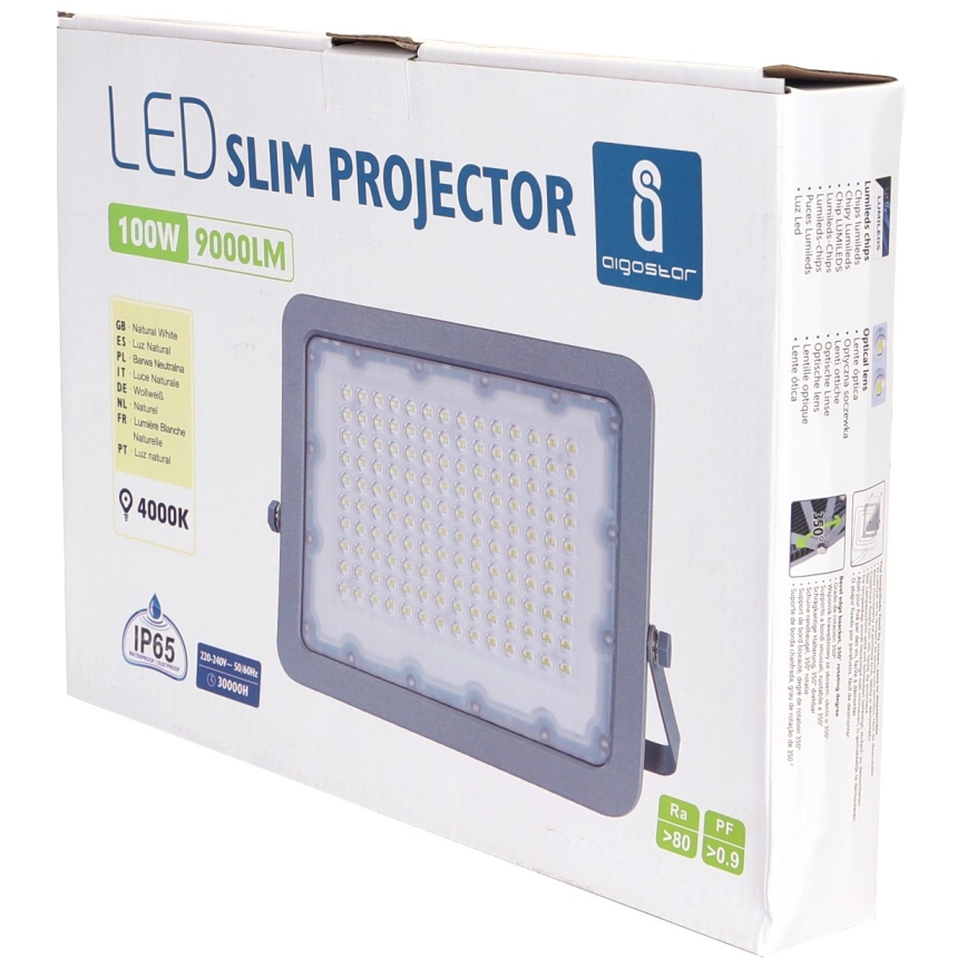 Aigostar - Светодиодный прожектор LED/100W/230V серый 4000K IP65