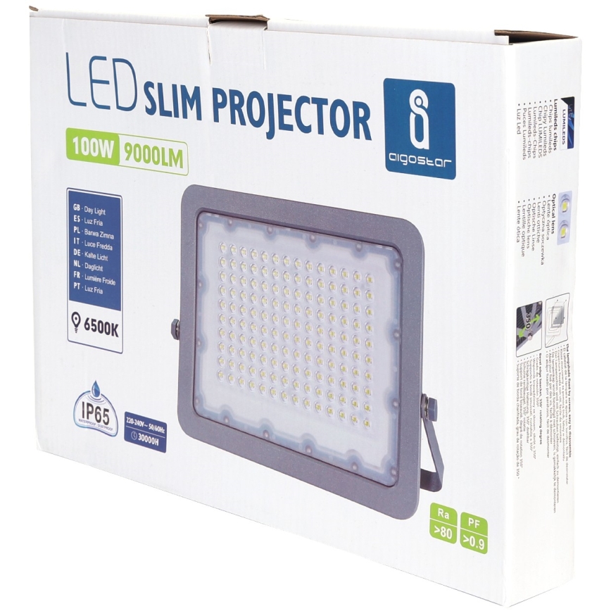 Aigostar - Светодиодный прожектор LED/100W/230V серый 6500K IP65