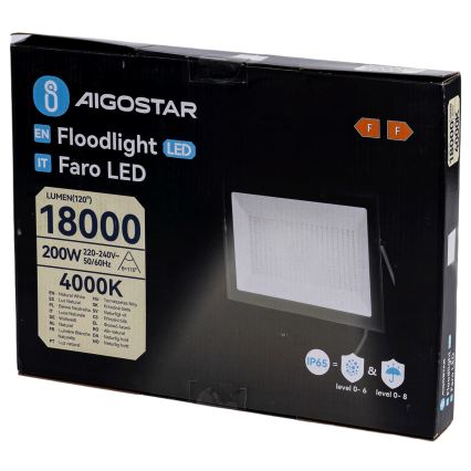Aigostar - светодиодный прожектор LED/200W/230V 4000K IP65 черный