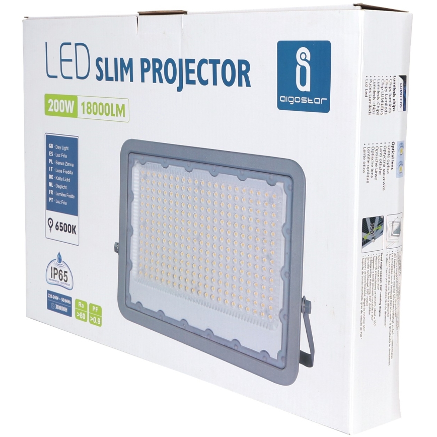 Aigostar - Светодиодный прожектор LED/200W/230V серая 6500K IP65