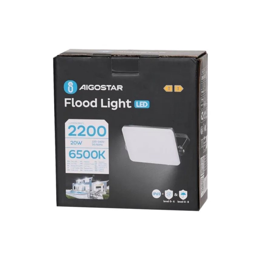 Aigostar - Светодиодный прожектор LED/20W/230V 6500K IP65 черный